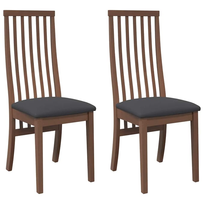 vidaXL - Eetkamerstoelen - met - kussens - 2 - st - massief - hout - rubber - bruin