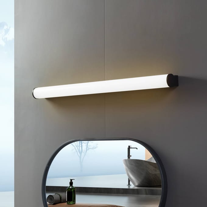 Lucande LED badkamer wandlamp Vilmara, zwart, metaal, IP44
