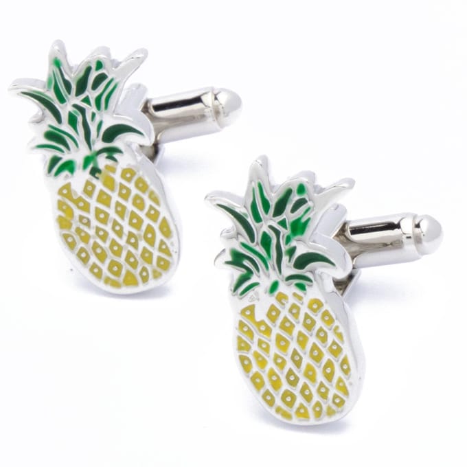 Manchetknopen - Ananas Oranje en Groen