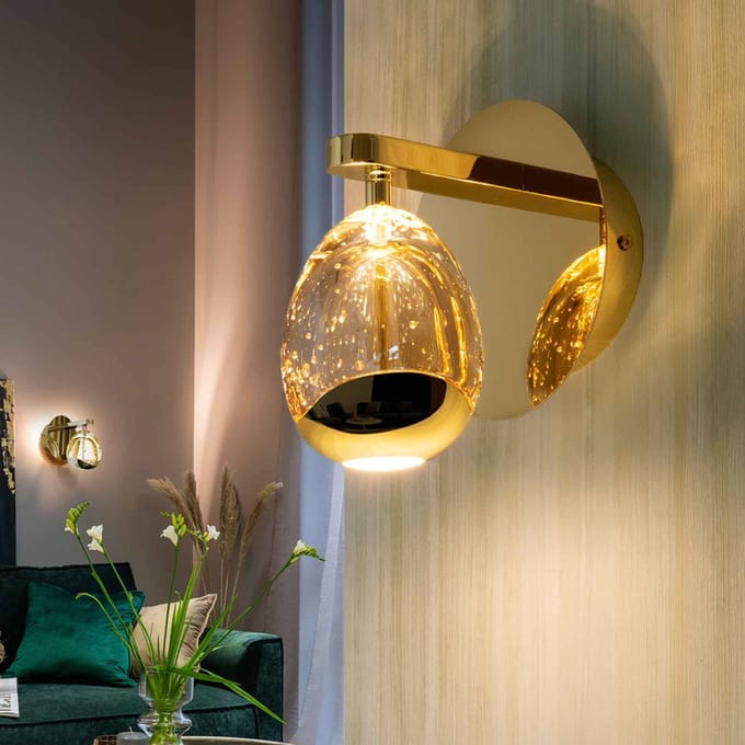 Schuller Valencia LED wandlamp Rocio, metaal, glas, 1-lamp, goud