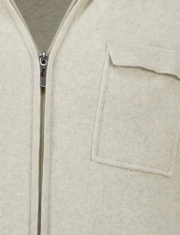 Overshirt Baileys beige katoen gemeleerd normale fit