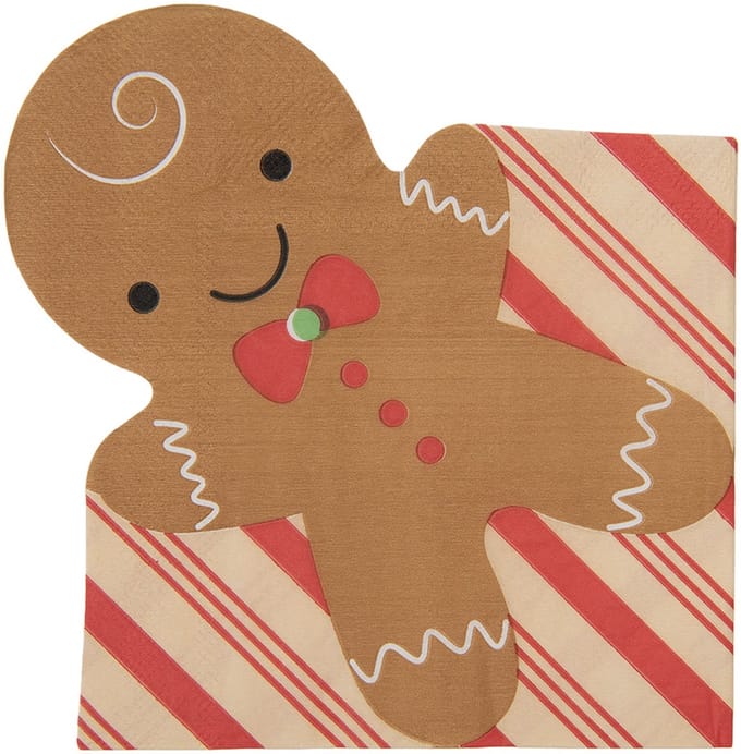 Clayre & Eef Servetten Papier Set van 20 Gingerbread man 33x33 cm Bruin Papier