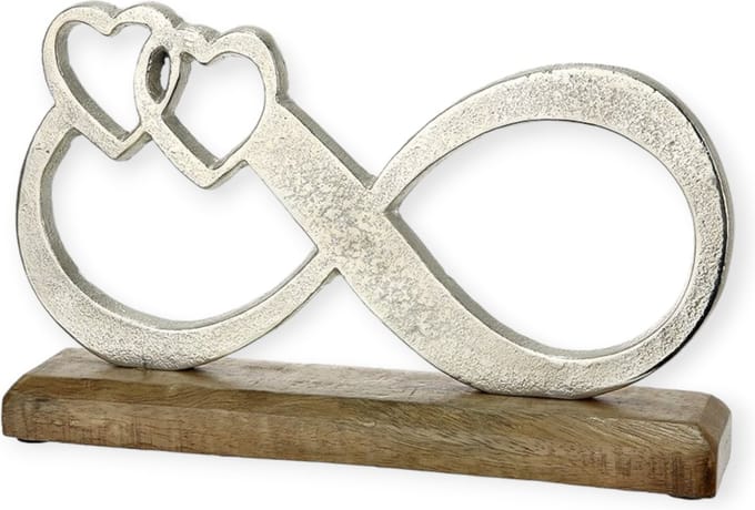 Gilde Handwerk - Beeld - Oneindig - 16x25.5x5 cm - Mangohout - Aluminium