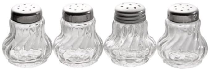 APS mini zout en peper strooiers - set van 4 - glas en RVS - vaatwasserbestendig