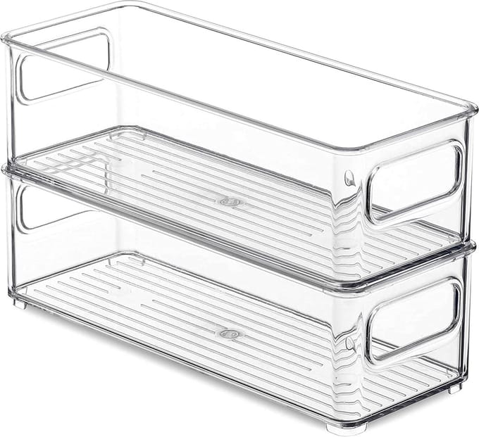 Koelkastorganizer set van 2 voorraaddozen met handvat stapelbaar - 25 x 95 x 75 cm