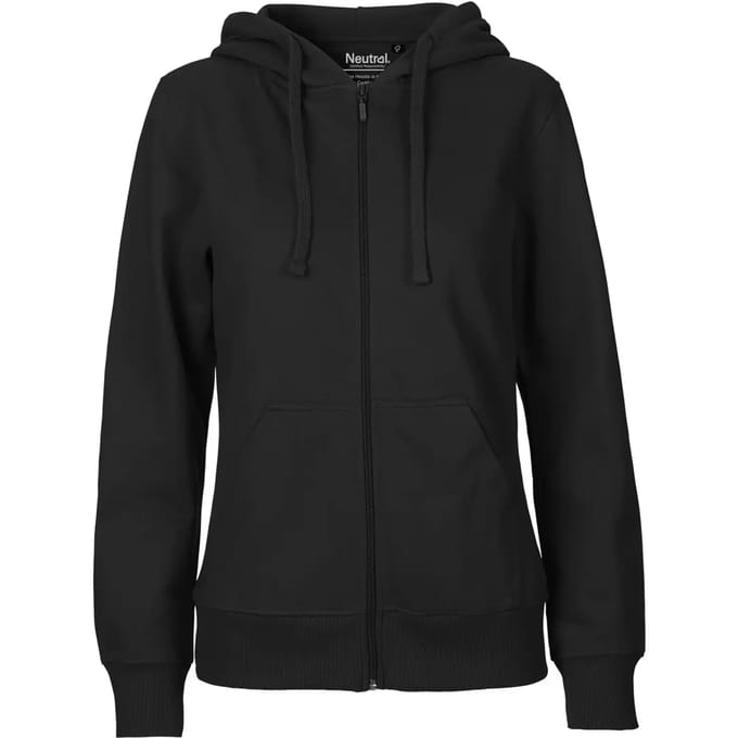 Fairtrade Ladies Zip Hoodie met capuchon Black - S