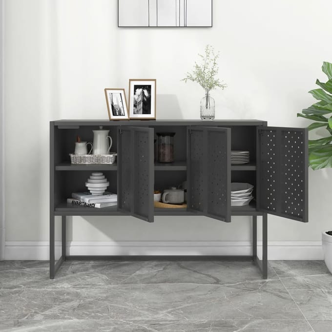 vidaXL - Dressoir - 105x35x75 - cm - staal - antracietkleurig