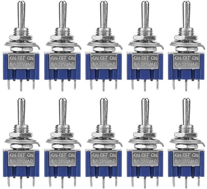 Dailygoody - Mini Rocker Switch - Spdt 3-Position - 6A 125V Ac - 10