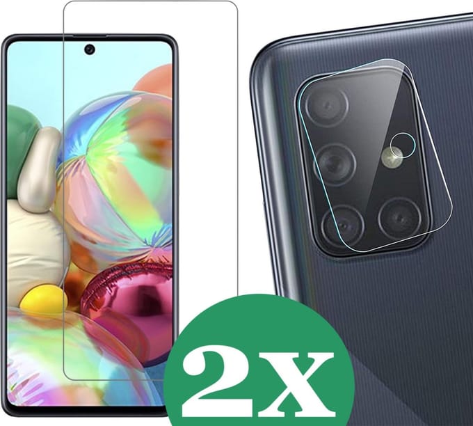 2x Screenprotector geschikt voor Samsung Galaxy A71 - 2x Camera Screen Protector Glas