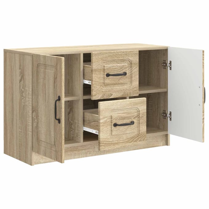 vidaXL - Dressoir - Sonoma - Eiken - 89 - x - 34,5 - x - 57 - cm - Bewerkt - hout