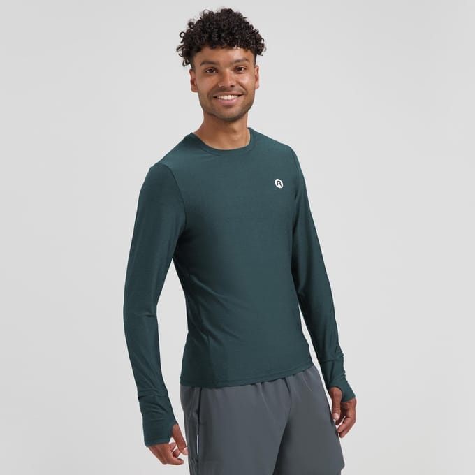 Rogelli Essential Heren Hardloopshirt - Lange Mouw - Duimgat - Blauw