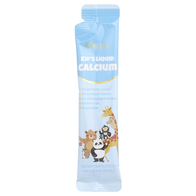Calcium Liquide pour Enfants, 15 Sachets, 25 ml (0.85 Fl Oz) Chaque