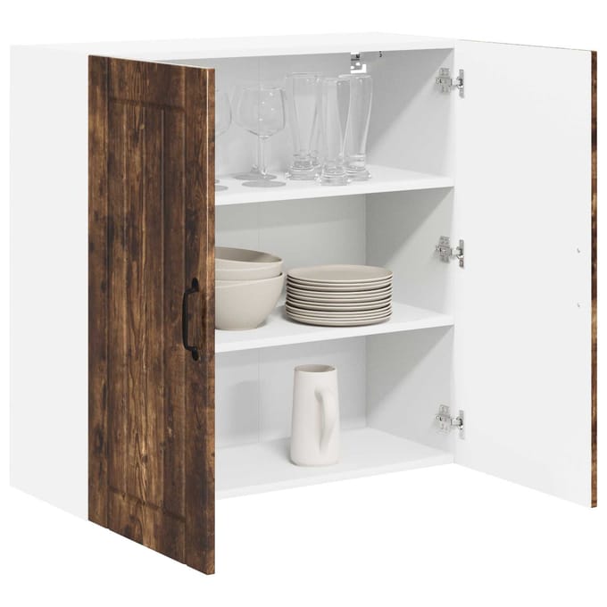 vidaXL - Wandkast - LUCCA - Gerookt - eiken - 80 - x - 31 - x - 80 - cm - Bewerkt - hout