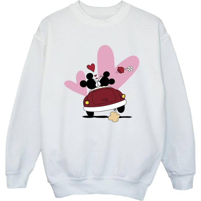 Disney Meisjes Mickey Mouse Car Print Sweatshirt (Wit)
