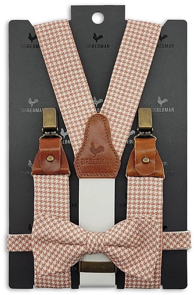 Sir Redman - Bretels met strik - bretels combi pack Paris Breeze - steenrood / off white