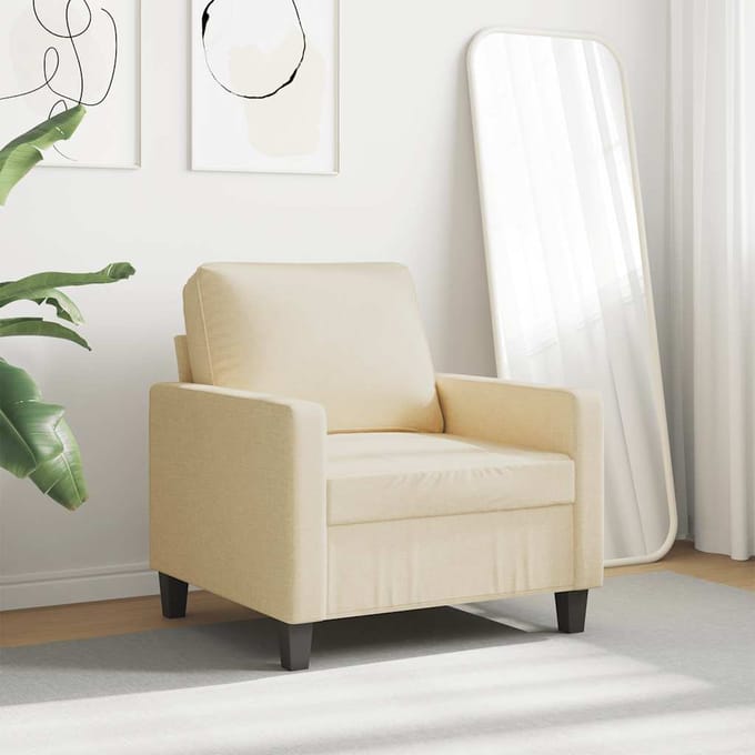 vidaXL - Fauteuil - 60 - cm - stof - crèmekleurig