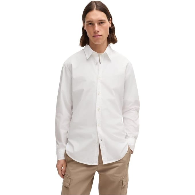 Heren Boss Relegant 6 M Effen Lange Mouwen Shirt in Wit 100