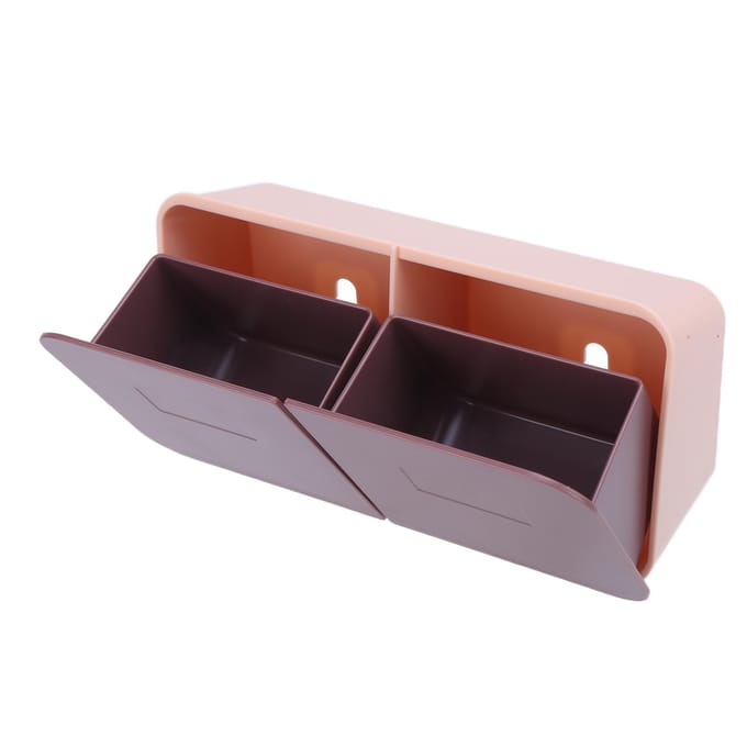 Make-updoos Wandmontage Klapdeksel Verwijderbare Wasbare Watjes Organizer voor BadkamerRoze Paars white