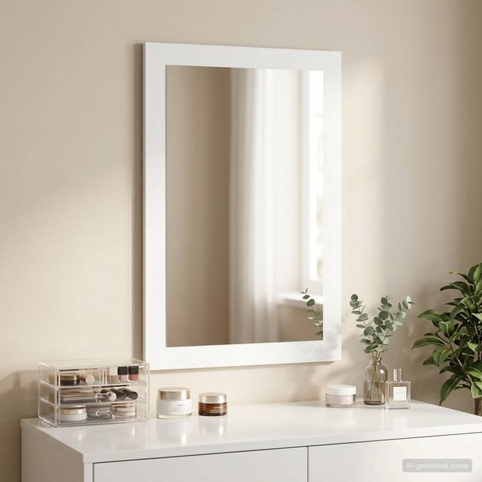 vidaXL - Spiegel - FAUSKE - Wit - 43 - x - 3,5 - x - 77 - cm - Rechthoekig