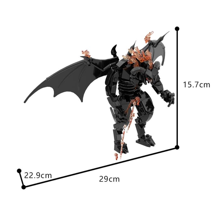 Gobricks MOC Ringen Filmfiguur Balrogs Monster Bouwsteen Set Balroged van Moria Stenen black