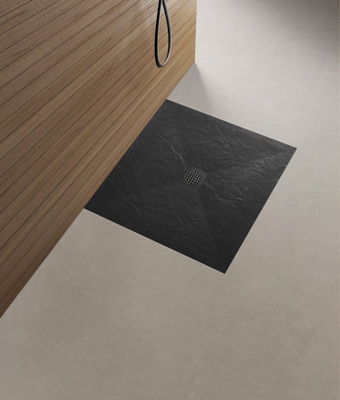 Wiesbaden Stonea Douchebak Antislip 90 x 90 cm - Composiet Mat Zwart