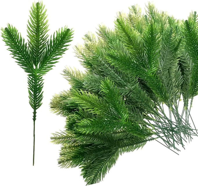 Kunstdennentakken voor kerstdecoratie - set van 36 - groen - kunststof