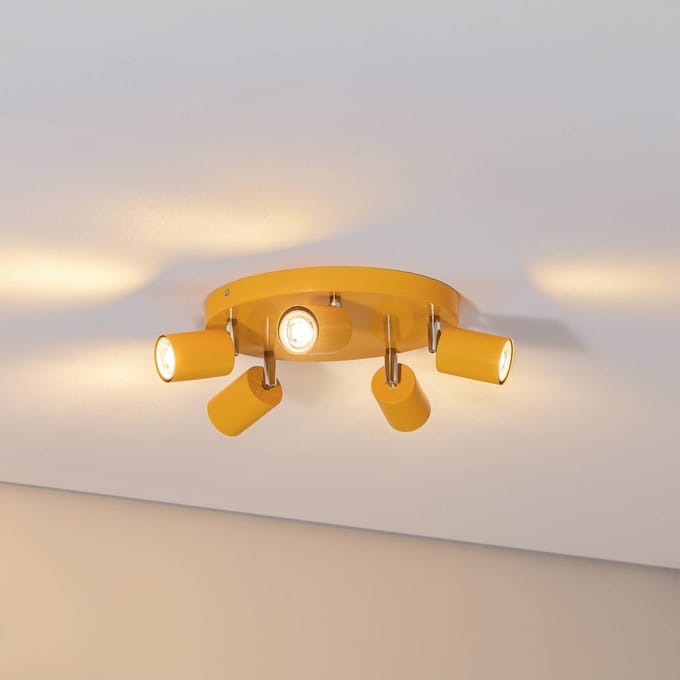 Luminex Fun plafondspot, geel, Ø 30 cm, verstelbaar, GU10