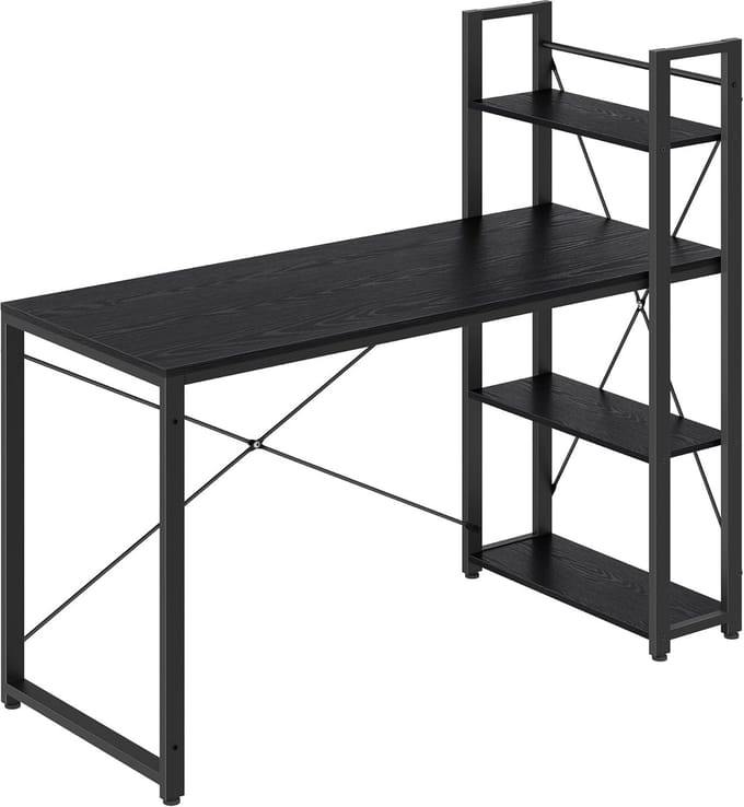MAZAZU - Bureau - Computerbureau - Met legplanken - Zwart - 56x137,2x120