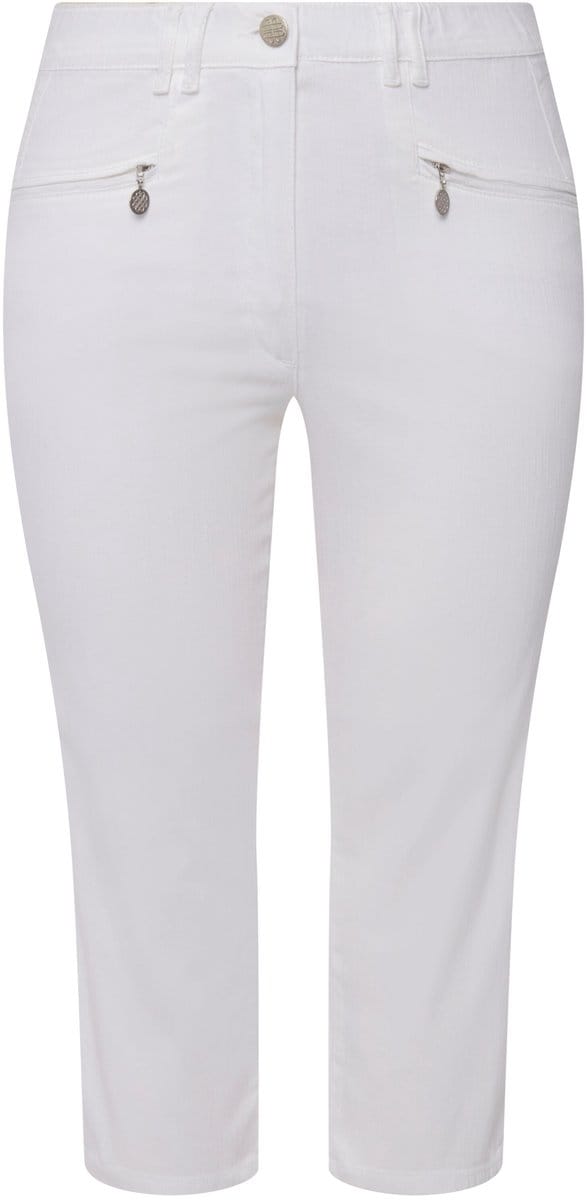 Ulla Popken - Dames - 7/8-Broek Mony kuitlang ritszakken stretch - Sneeuwwit - Maat 48