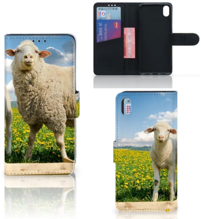 Xiaomi Redmi 7A Telefoonhoesje met Pasjes Schaap en Lammetje