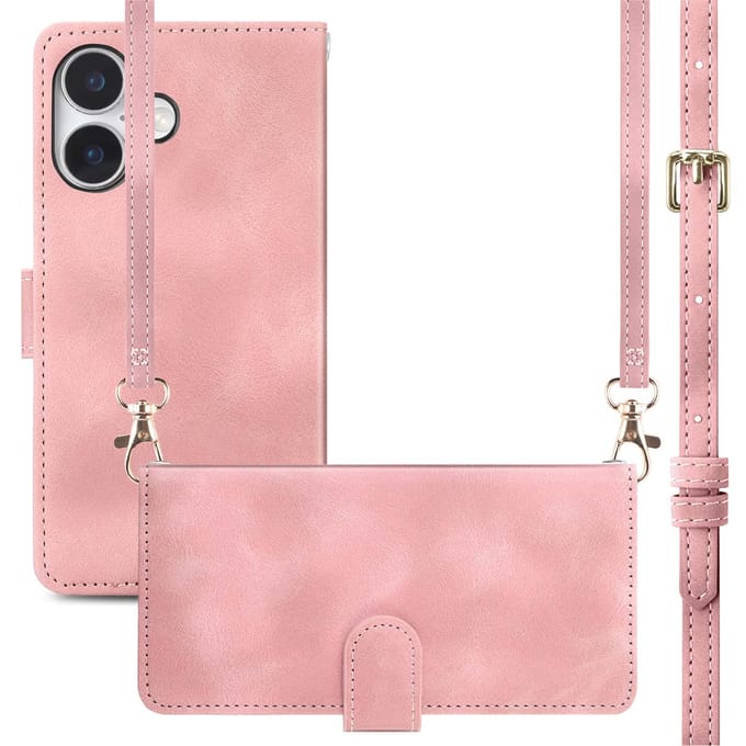 imoshion Hoesje - Geschikt voor Apple iPhone 16 - Bookcase met koord - Roze