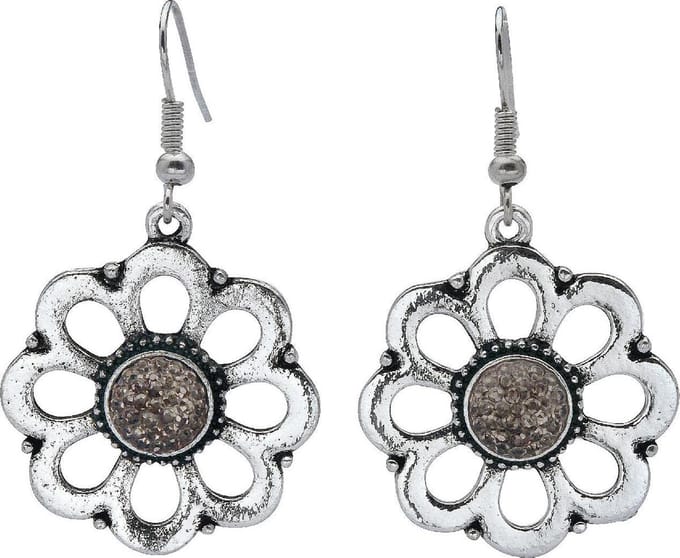 Behave - Oorhangers dames bloemvormig - Boho chic trend - Zilverkleur