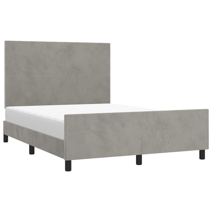 vidaXL - Bedframe - zonder - matras - 140x190 - cm - fluweel - lichtgrijs