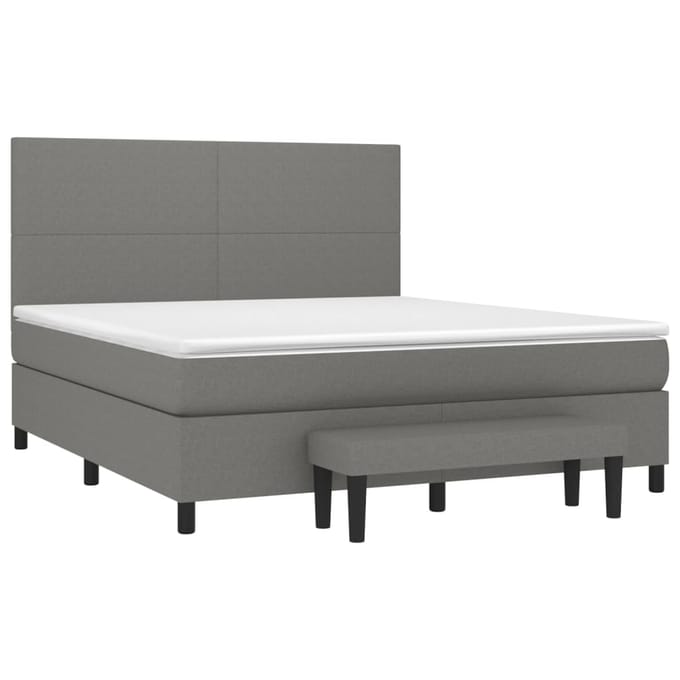vidaXL - Boxspring - met - matras - stof - donkergrijs - 180x200 - cm