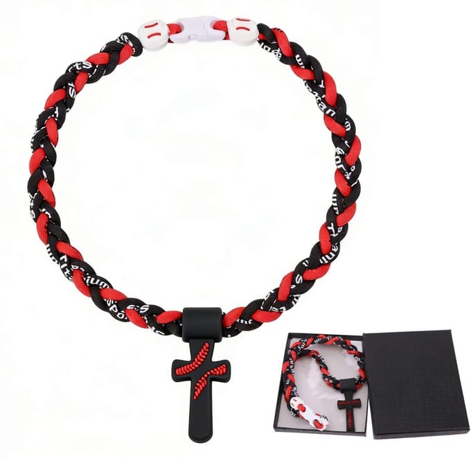 Cosensi - Honkbalketting 47 cm met Drie-vlecht Touw en Zwarte Geschenkdoos