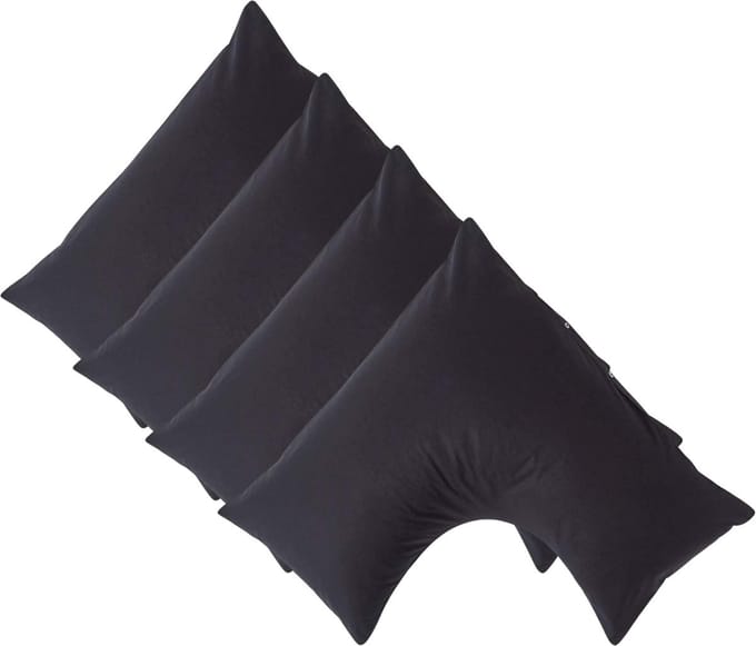 Homescapes Percale Katoen V-Kussensloop Set van 4 - Zwart - 100% Egyptisch Katoen - 200TC - 38 x 76 cm