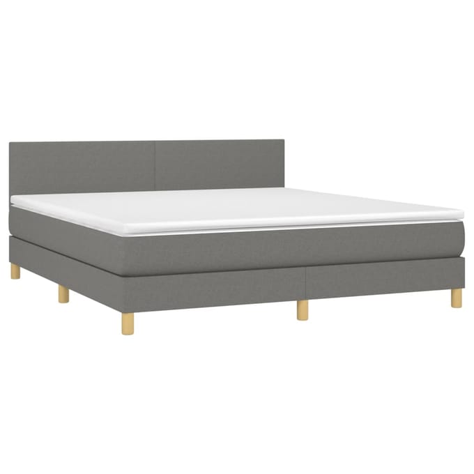 vidaXL - Boxspring - met - matras - en - LED - stof - donkergrijs - 160x200 - cm