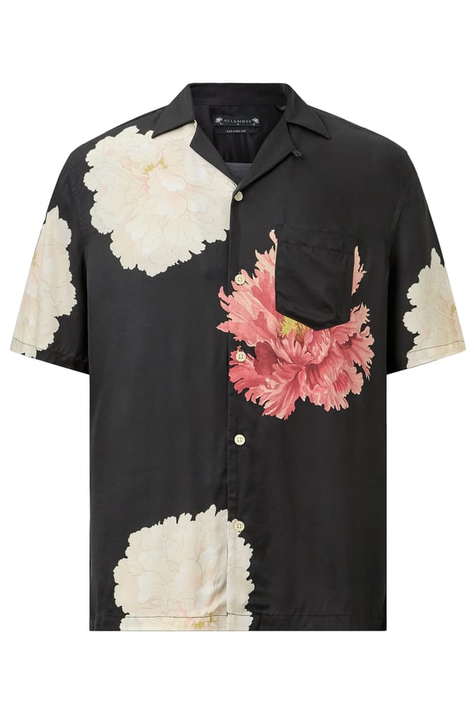 AllSaints Fleur Ss Shirt Black Größe: S | Casual hemden Outlet | Herren | Schwarz