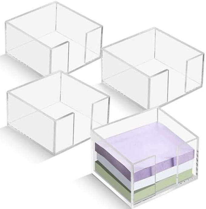 4 Stuks Acryl Sticky Note Houder - Transparante Memobord Organizer voor Bureau en Slaapkamer
