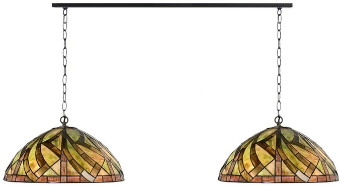 2 x Tiffany Willow met ketting lampen aan plafondbalk - Art Deco Trade