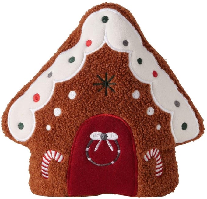 Boltze Home kussen peperkoekhuis 28cm decoratief speelgoedkussen.
