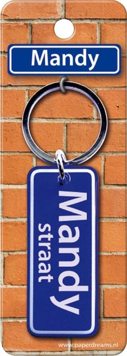 Paper Dreams Sleutelhanger Straatnaam Mandy 9 Cm Staal Blauw