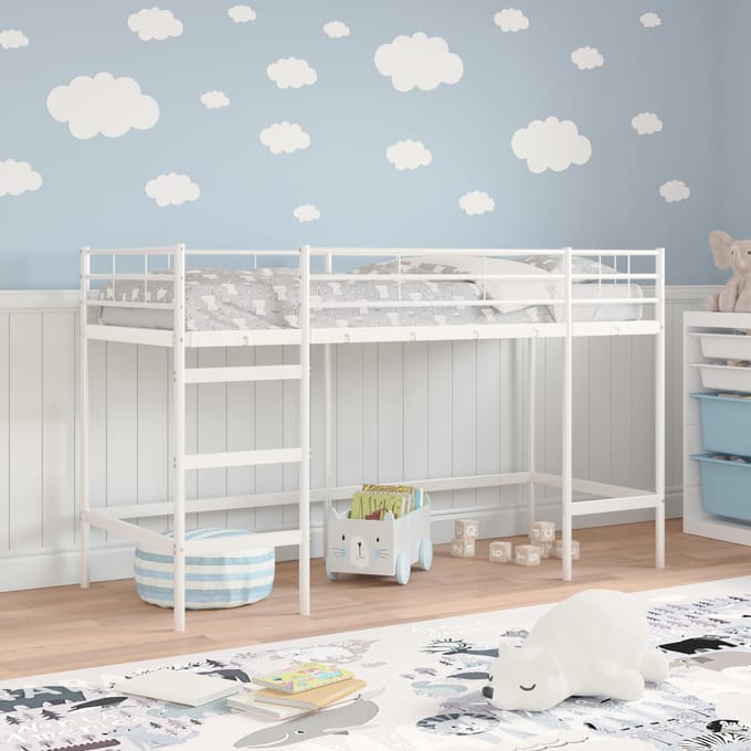vidaXL - Kids'loftbedframe - Effen - Wit - 100 - x - 190 - cm - Staal