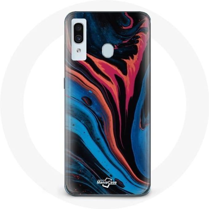 Coque pour samsung galaxy A30 Texture abstraite bleu noir rouge