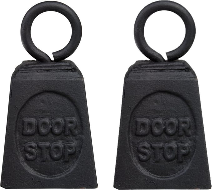 Esschert Design Deurstopper gewicht gietijzer - 2x stuks - zwart - 13 x 7 cm - Deurstop/deurvastzetter