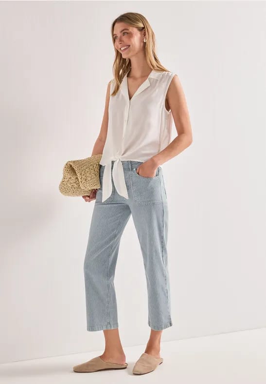 7/8 Straight Leg jeans in casual pasvorm met strepen