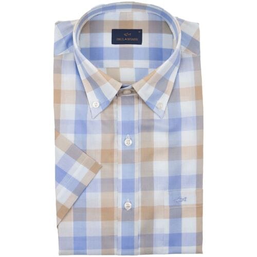 Paul & Shark Overhemd Spesso Check Blauw-Geel / male