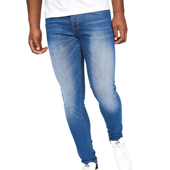 Crosshatch Heren Barbeck Slim Jeans (Stone Wash)