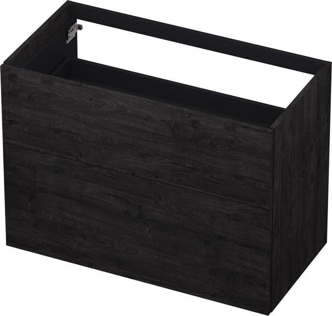 INK® wastafelonderkast 2 laden greeploos push to open hout decor 90x45x65cm, houtskool eiken