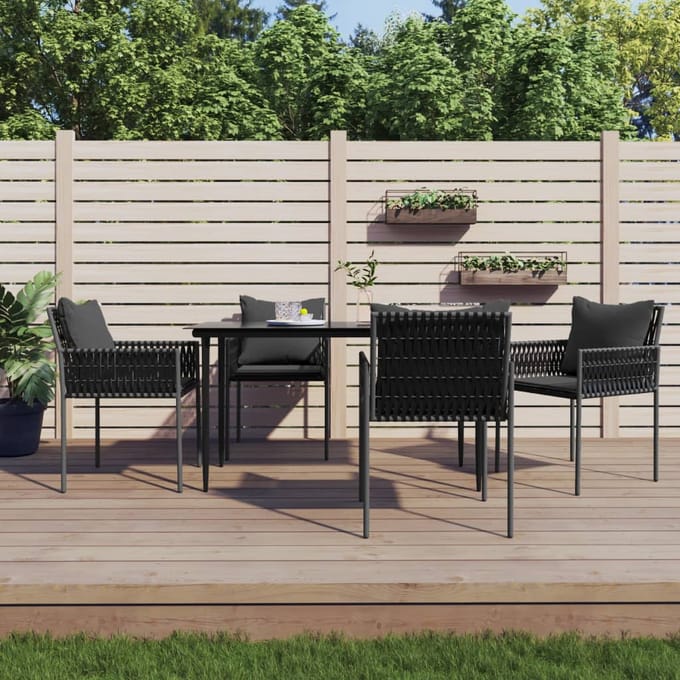 vidaXL - 5-delige - Tuinset - met - kussens - poly - rattan - en - staal